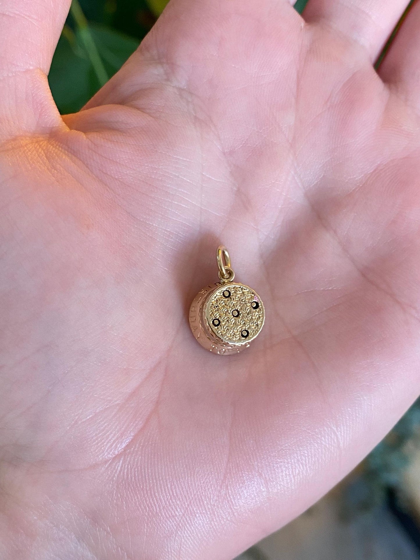 Vintage Solid 10k Yellow Gold Articulated Happy Birthday Cake Charm