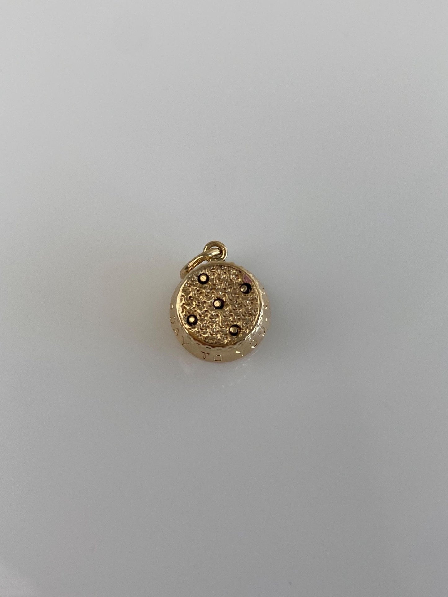 Vintage Solid 10k Yellow Gold Articulated Happy Birthday Cake Charm