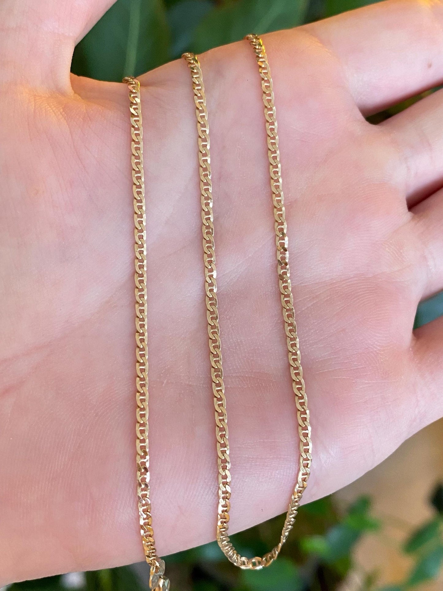 Vintage Solid 14k Yellow Gold Slim Mariner Link Chain Necklace - 20.25 inches