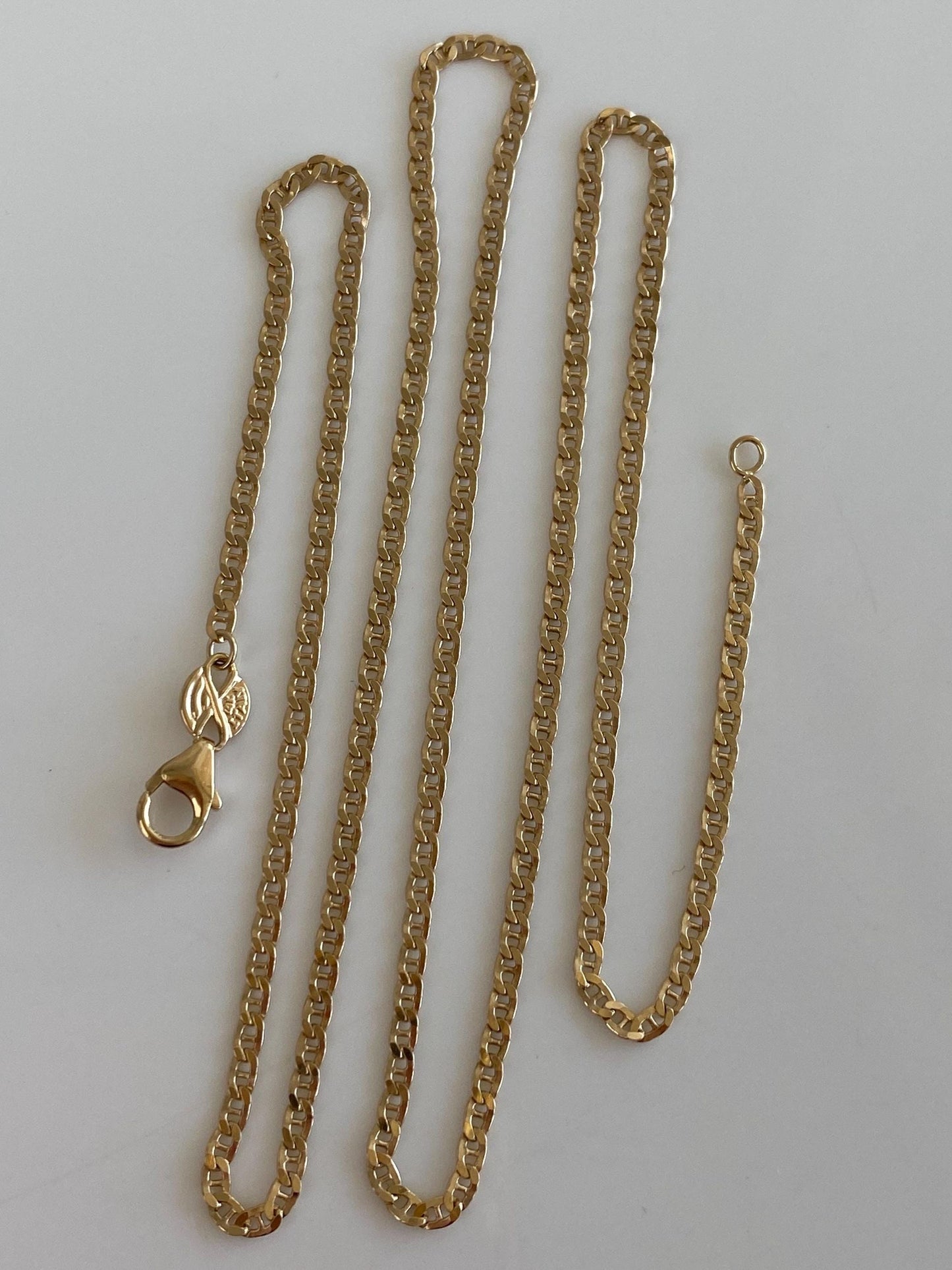 Vintage Solid 14k Yellow Gold Slim Mariner Link Chain Necklace - 20.25 inches