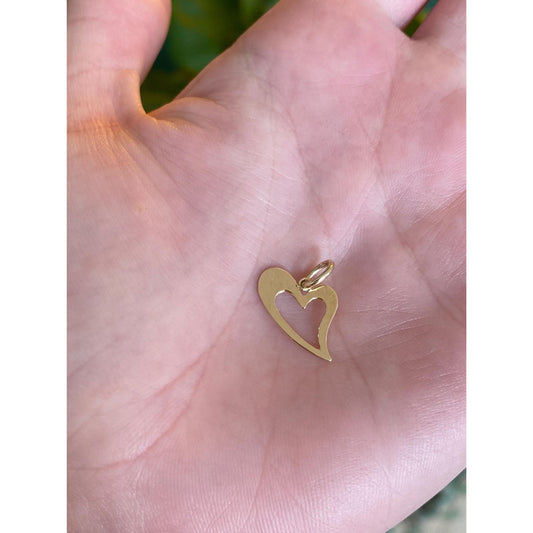 Solid 14k Yellow Gold Open Heart Charm