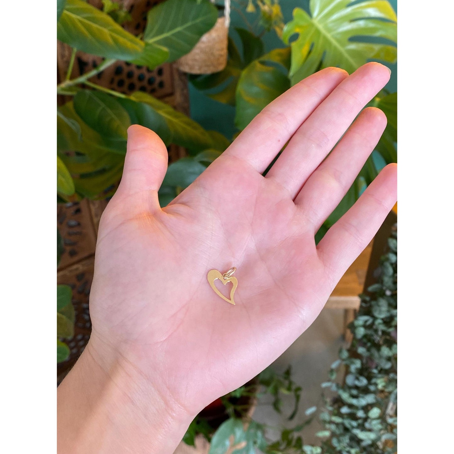 Solid 14k Yellow Gold Open Heart Charm