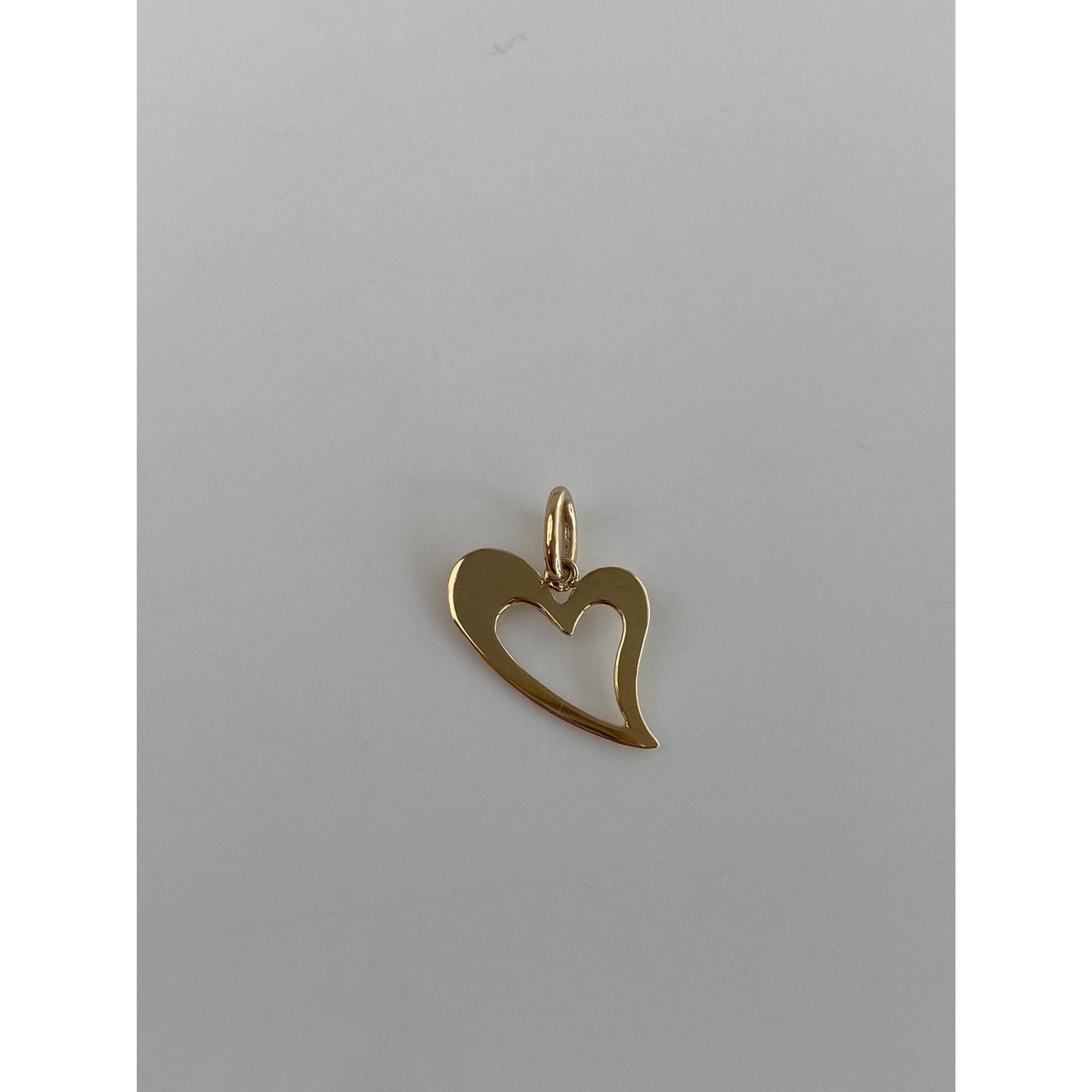 Solid 14k Yellow Gold Open Heart Charm