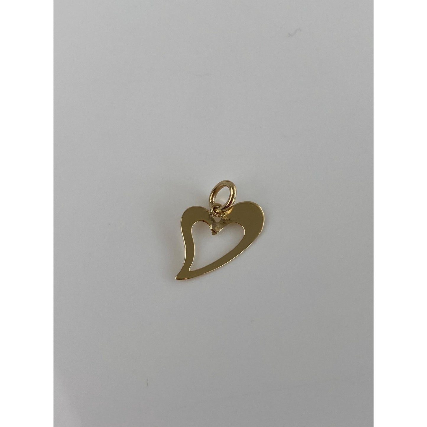 Solid 14k Yellow Gold Open Heart Charm