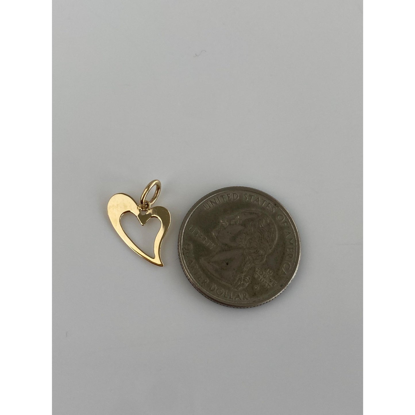 Solid 14k Yellow Gold Open Heart Charm