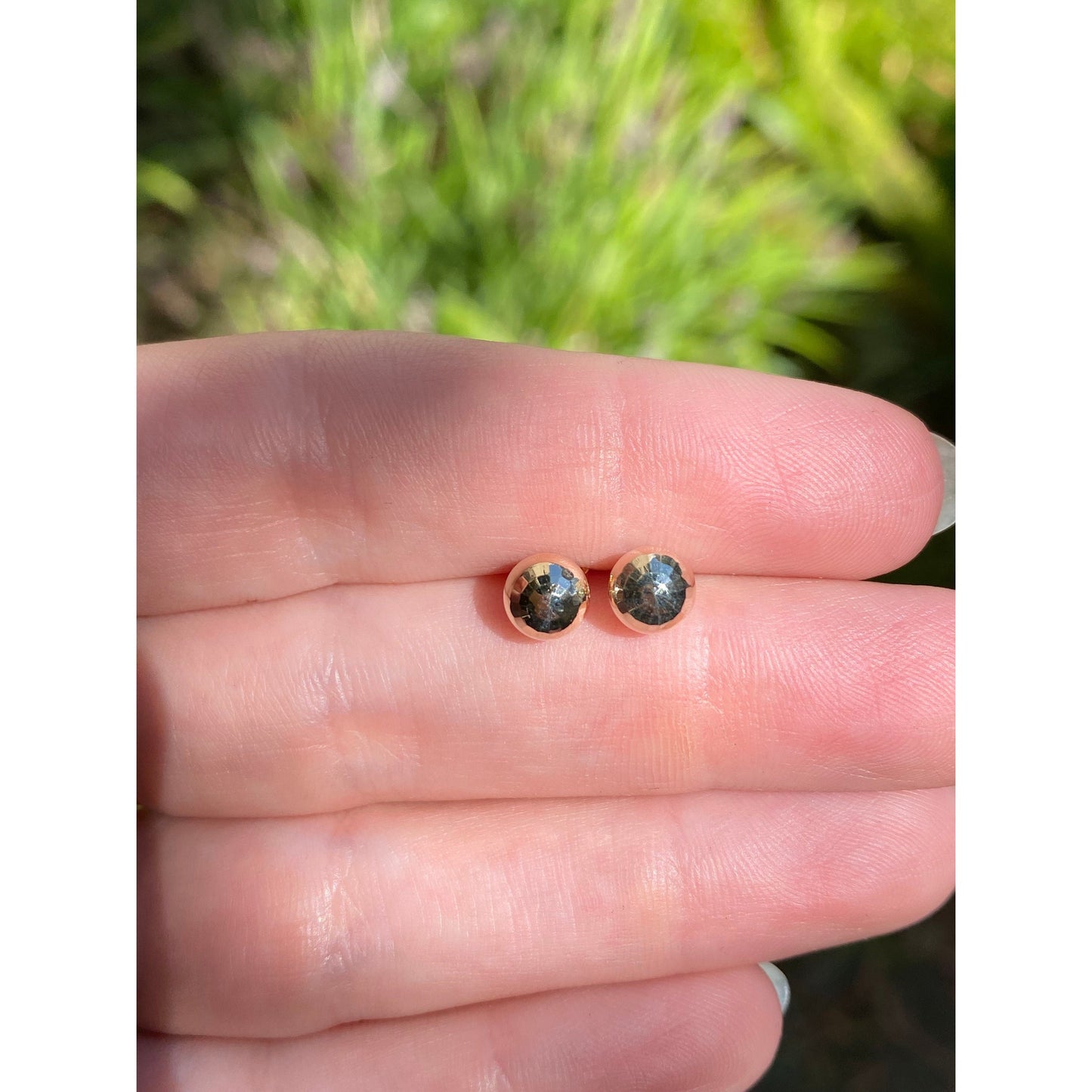 Vintage 14k Yellow Gold Disco Ball Stud Earrings