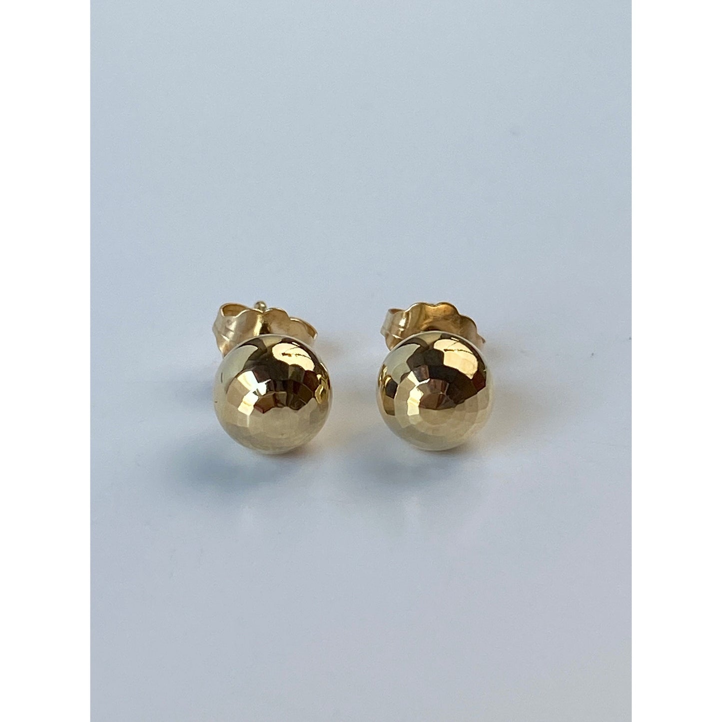 Vintage 14k Yellow Gold Disco Ball Stud Earrings