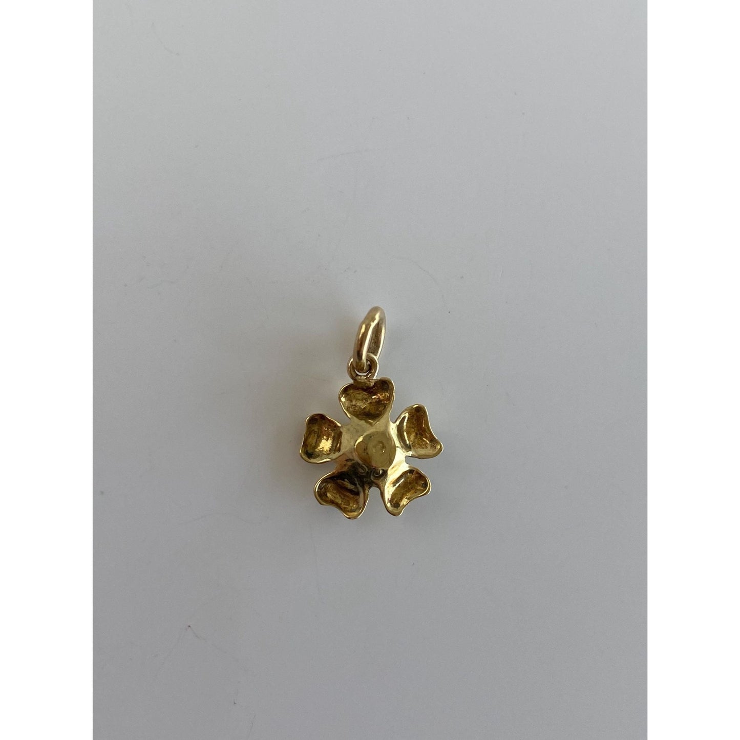 Vintage Solid 18k Yellow Gold Yellow Enamel Topaz Flower Charm