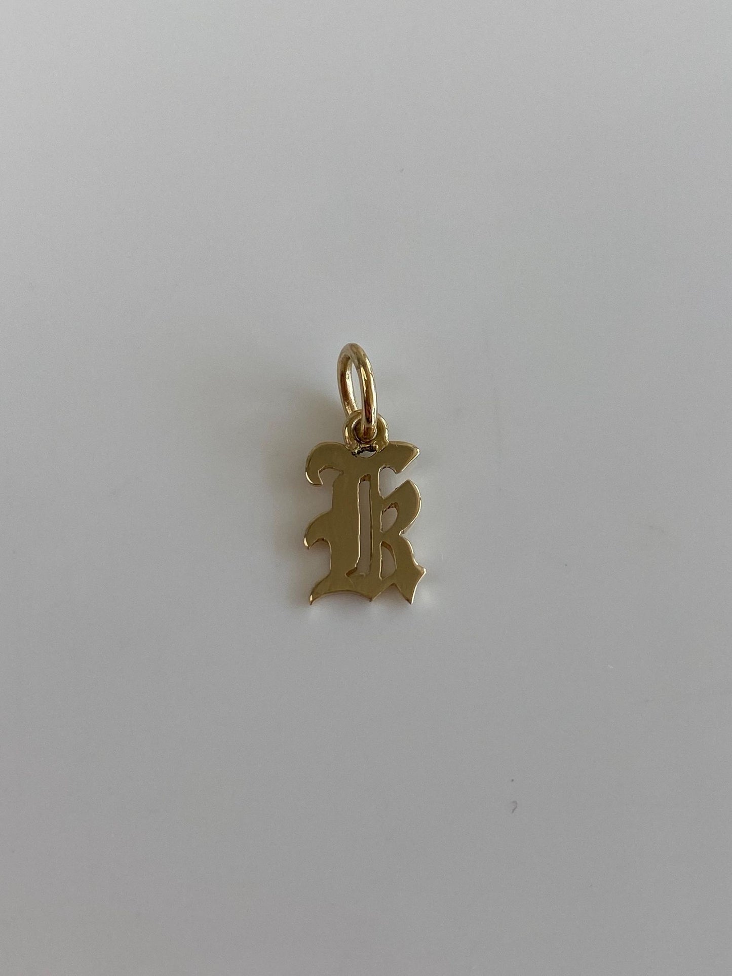 Solid 14k Yellow Gold Old English Initial Charm