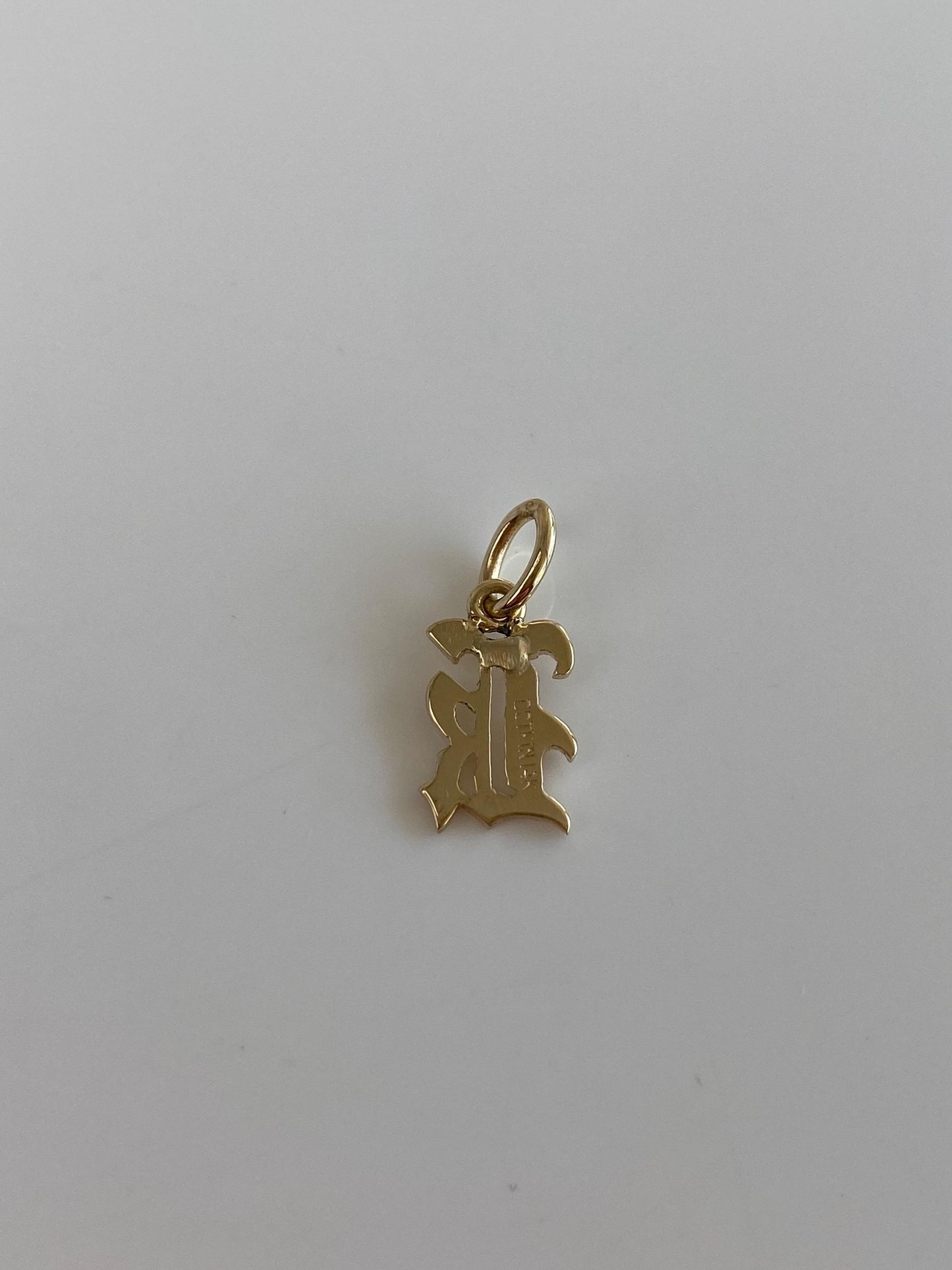 Solid 14k Yellow Gold Old English Initial Charm