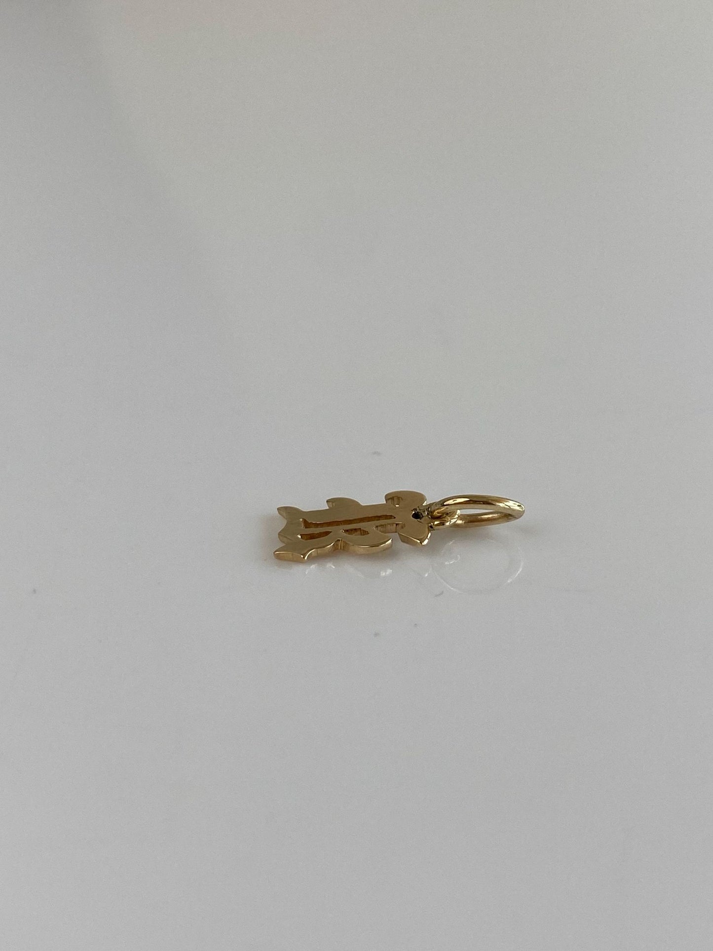Solid 14k Yellow Gold Old English Initial Charm