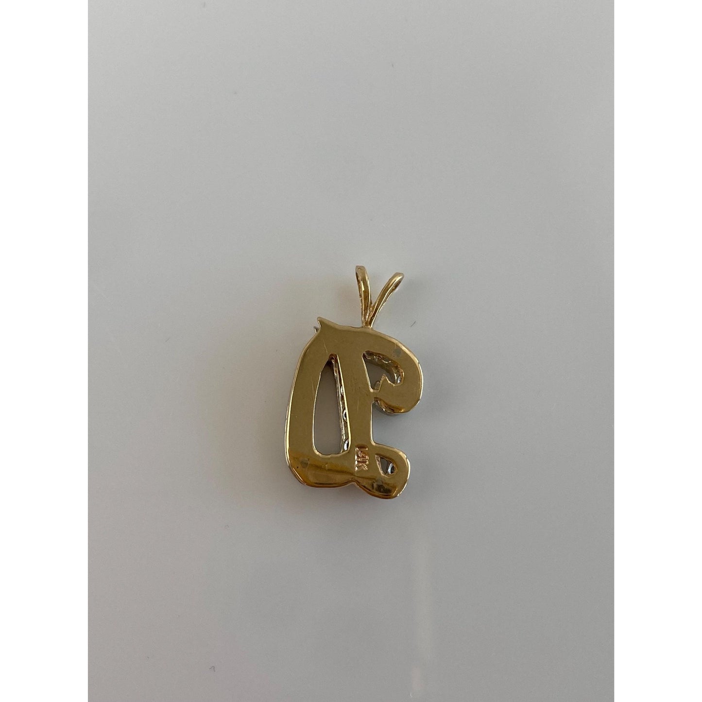 Solid 14k White & Yellow Gold Diamond Initial 'D' Charm