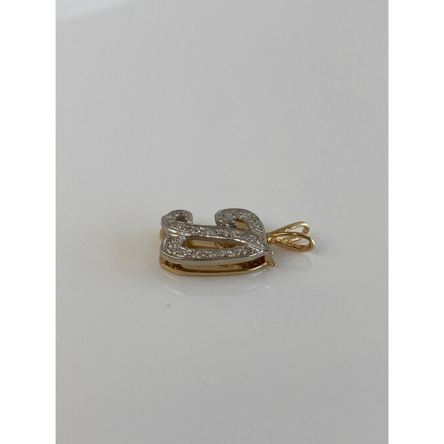 Solid 14k White & Yellow Gold Diamond Initial 'D' Charm