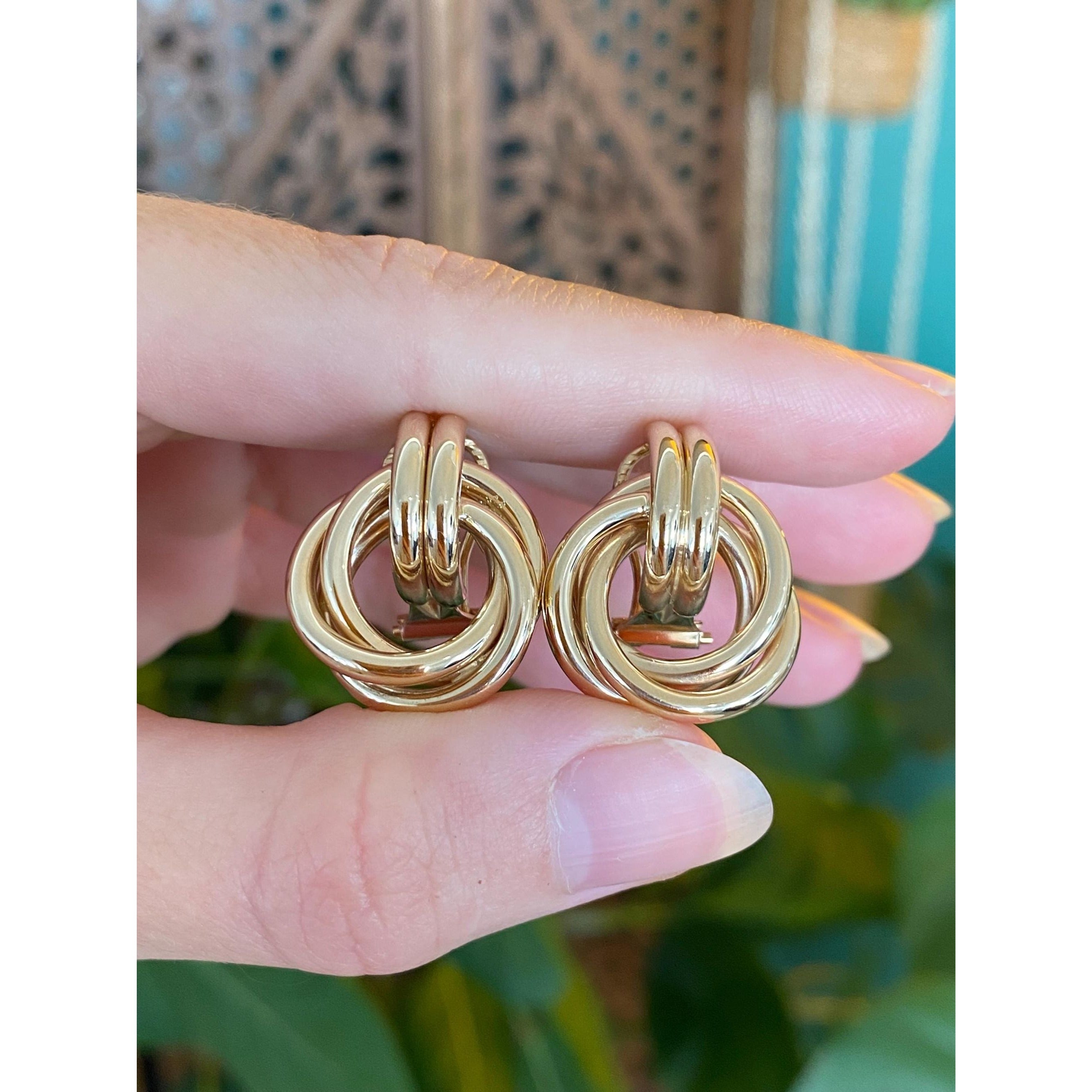 Vintage 14k Yellow Gold Layered Drop Earrings