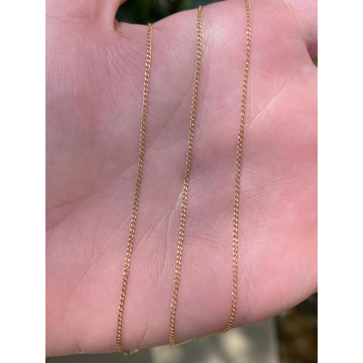 Vintage Solid 14k Yellow Gold Dainty Curb Chain Necklace - 18.25 inches