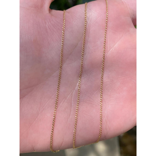Vintage Solid 14k Yellow Gold Dainty Curb Chain Necklace - 18.25 inches