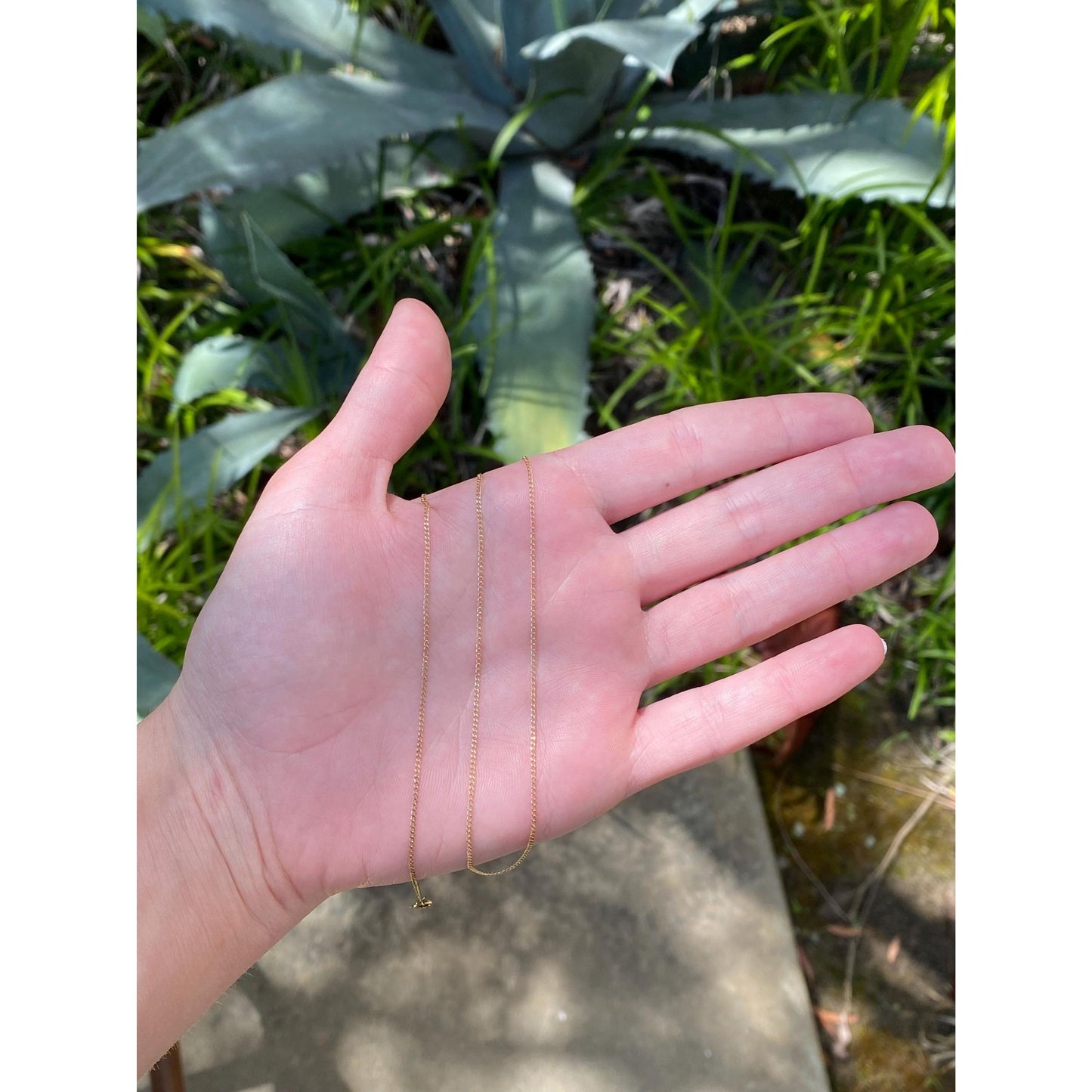 Vintage Solid 14k Yellow Gold Dainty Curb Chain Necklace - 18.25 inches