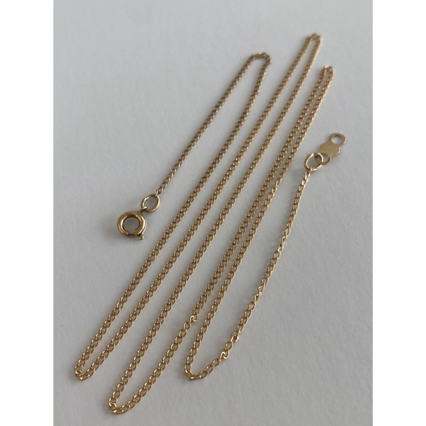 Vintage Solid 14k Yellow Gold Dainty Curb Chain Necklace - 18.25 inches