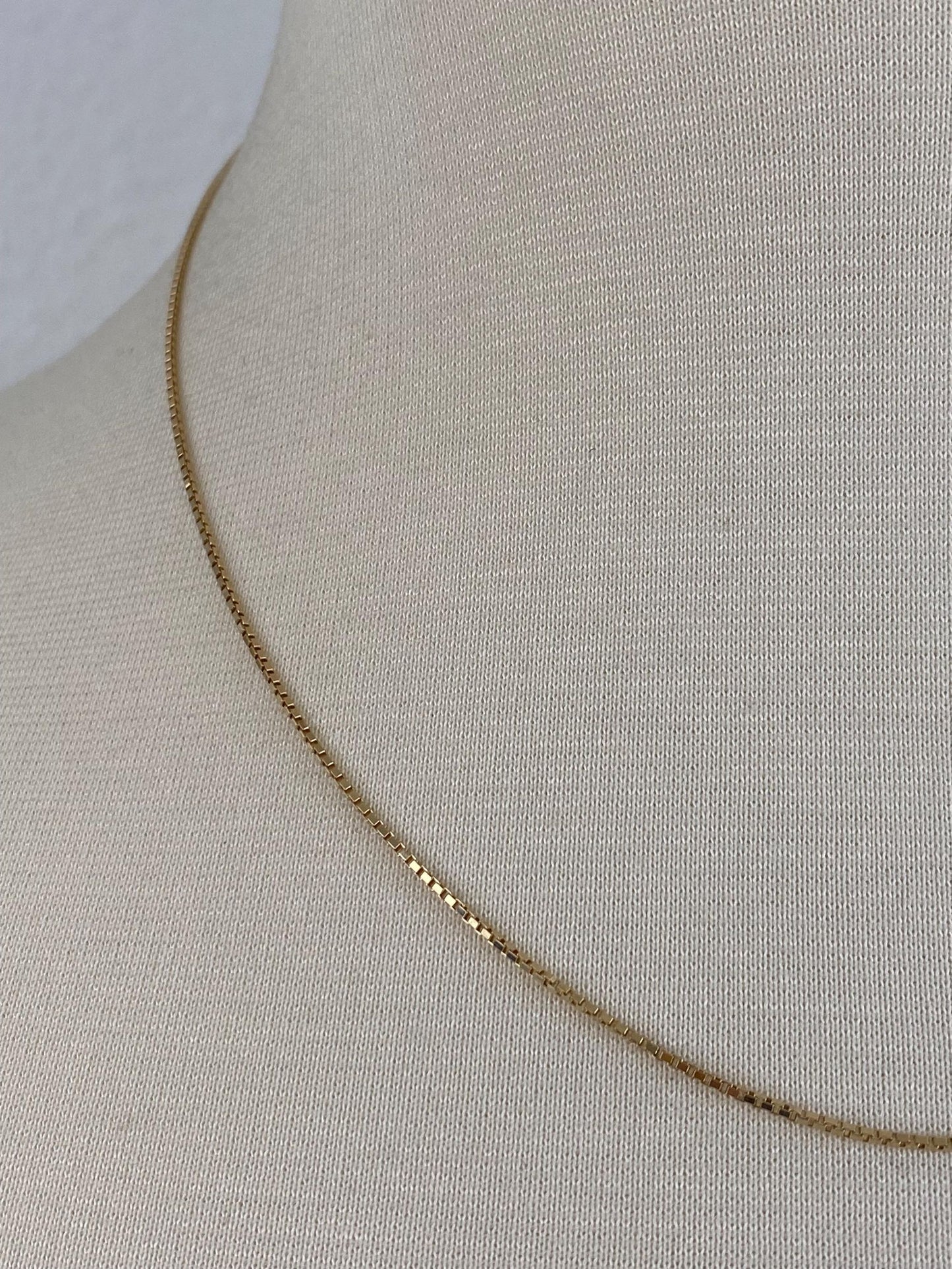 Vintage Solid 14k Yellow Gold Box Chain Necklace - 18.25 inches