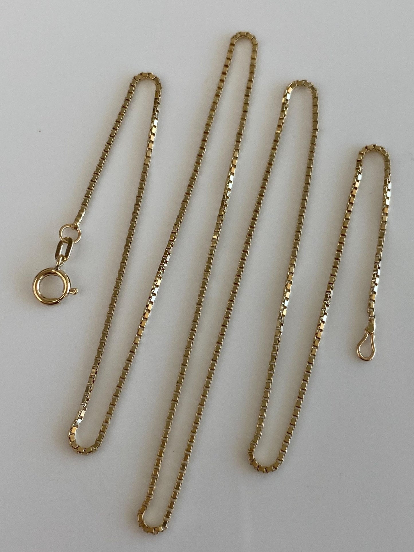 Vintage Solid 14k Yellow Gold Box Chain Necklace - 18.25 inches
