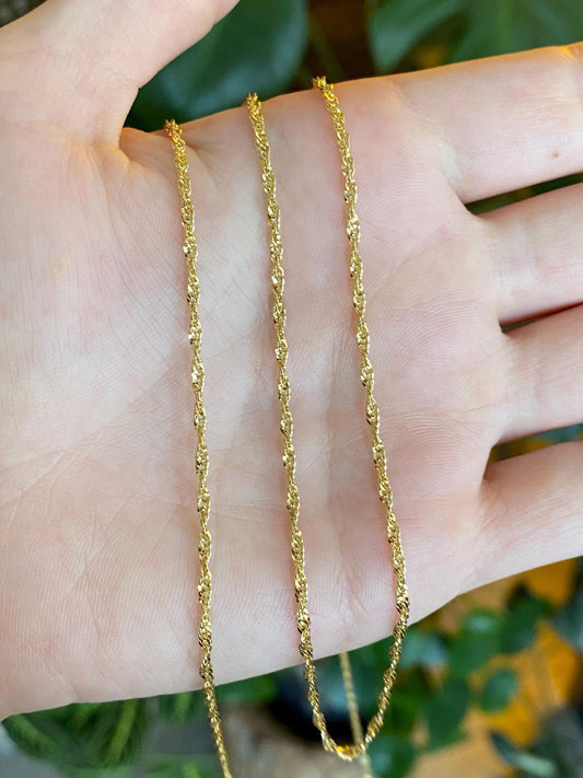Vintage Solid 14k Yellow Gold Long Twist Chain Necklace - 30 inches