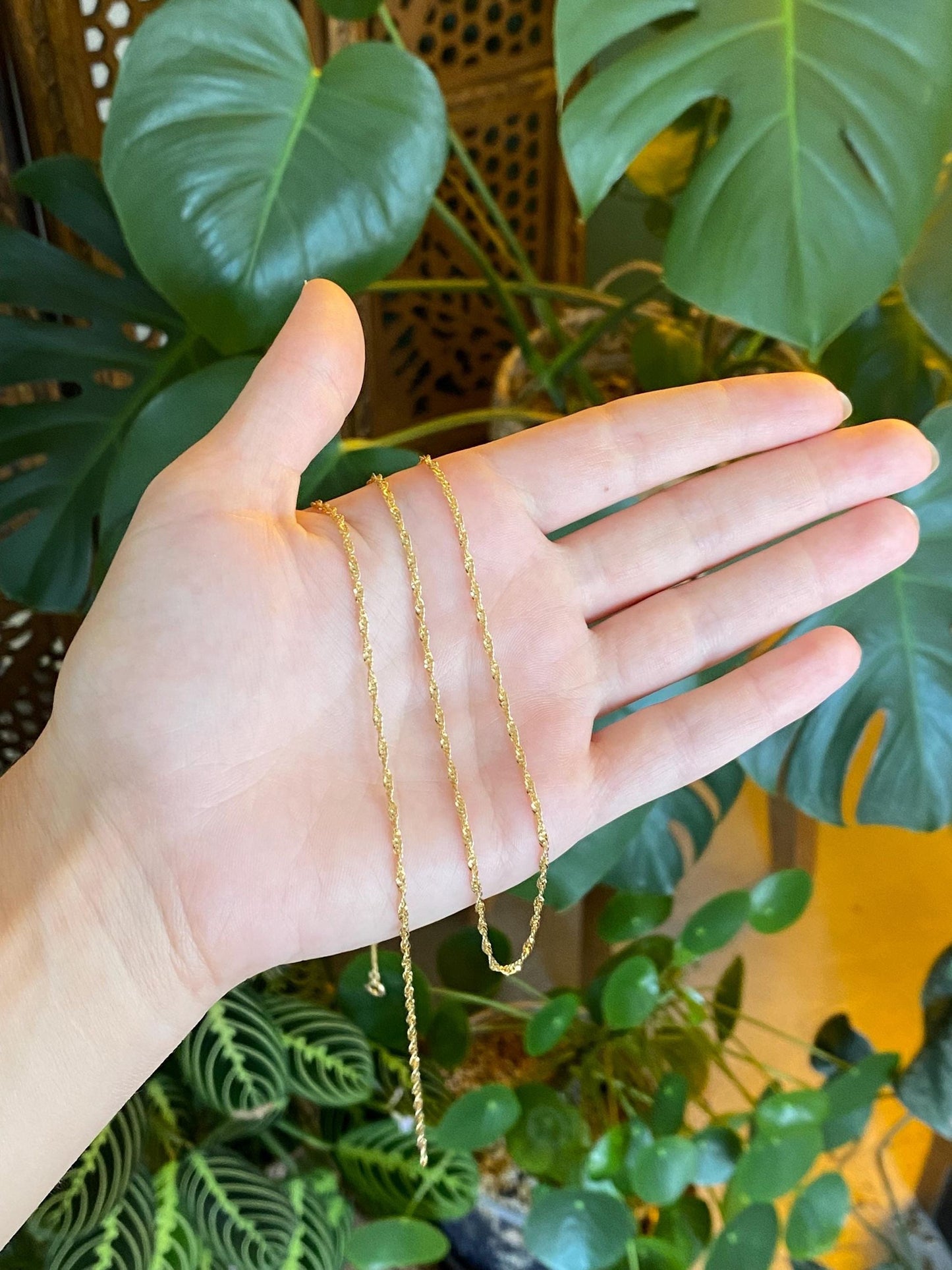 Vintage Solid 14k Yellow Gold Long Twist Chain Necklace - 30 inches