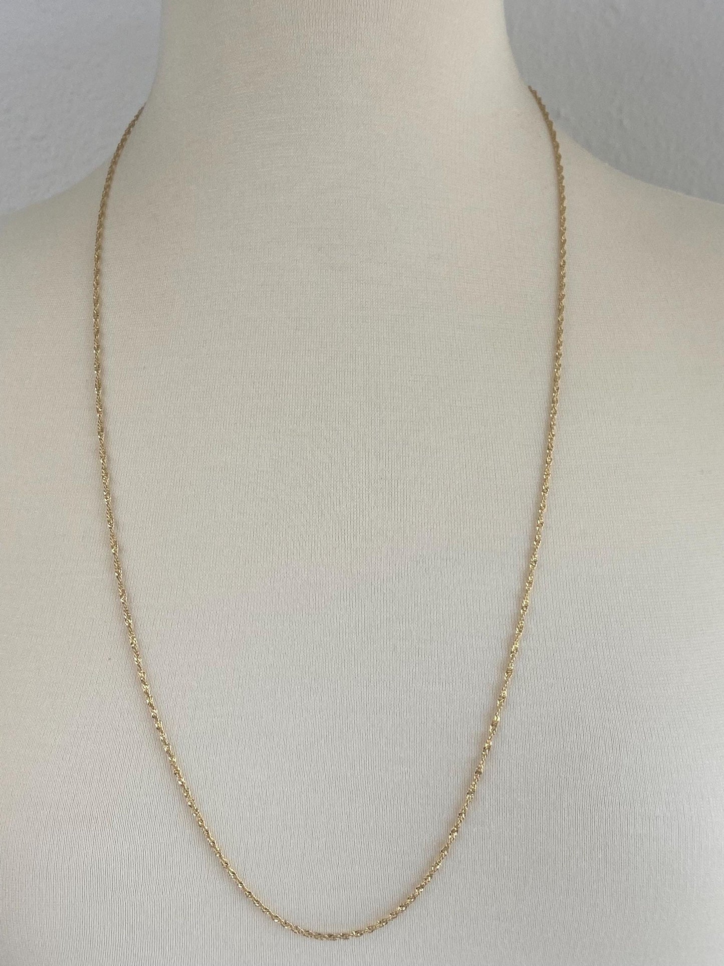 Vintage Solid 14k Yellow Gold Long Twist Chain Necklace - 30 inches