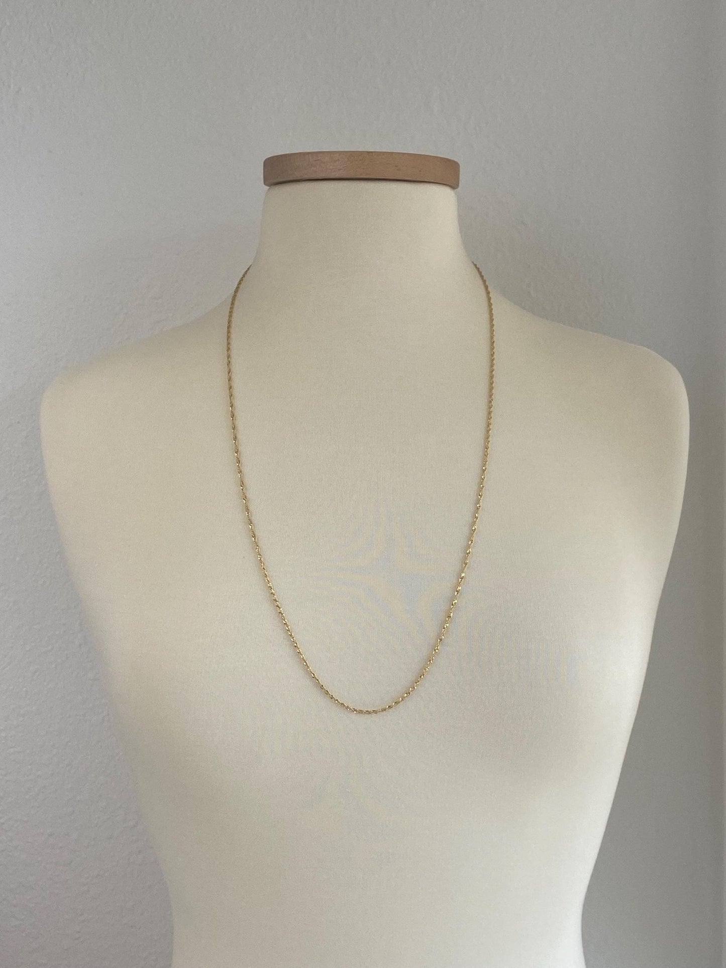Vintage Solid 14k Yellow Gold Long Twist Chain Necklace - 30 inches