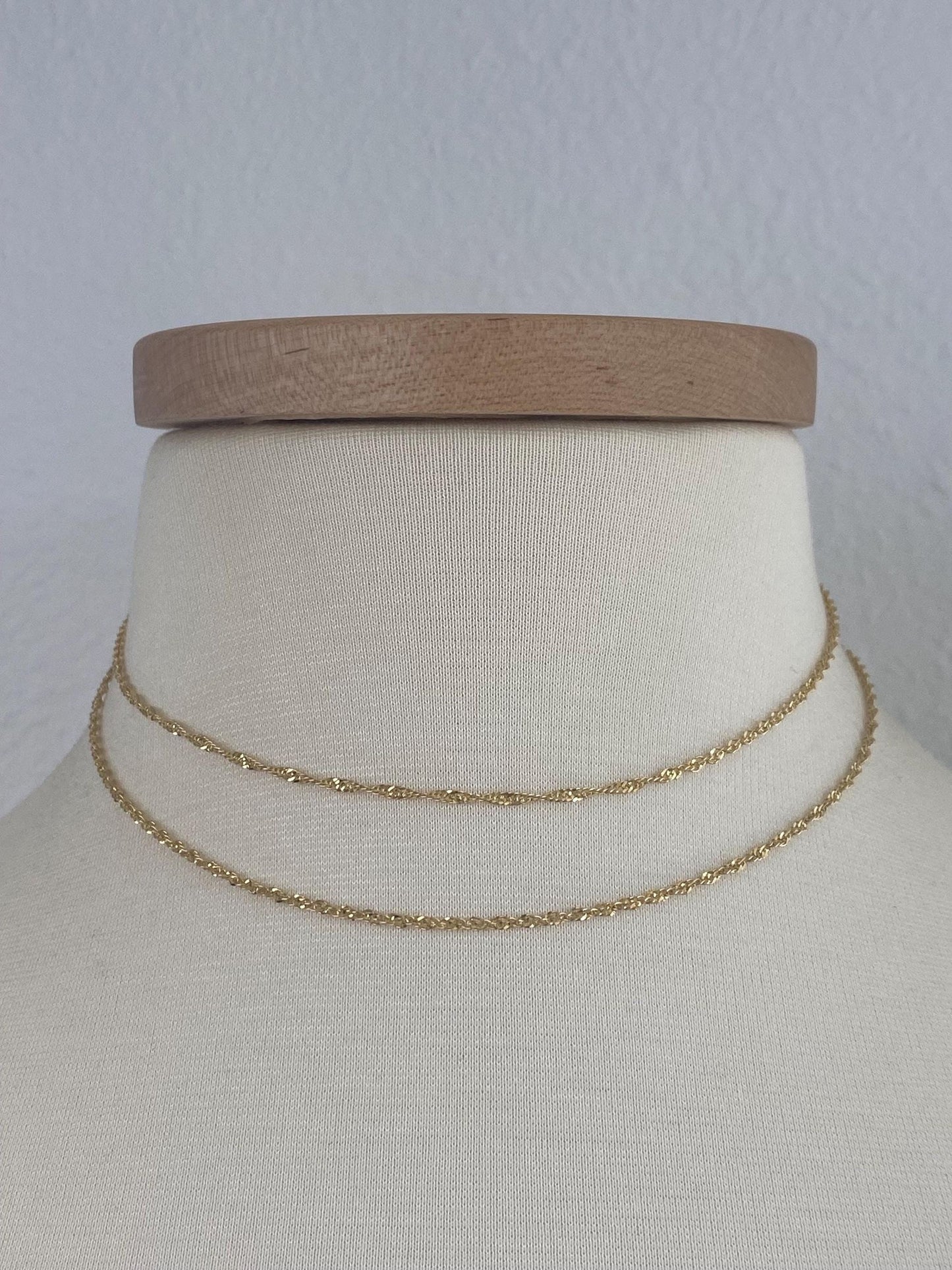 Vintage Solid 14k Yellow Gold Long Twist Chain Necklace - 30 inches