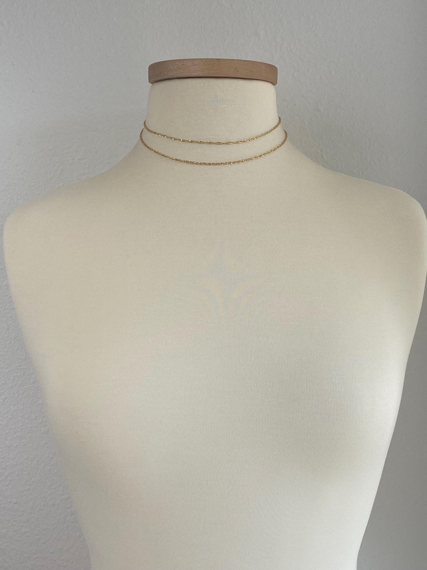 Vintage Solid 14k Yellow Gold Long Twist Chain Necklace - 30 inches