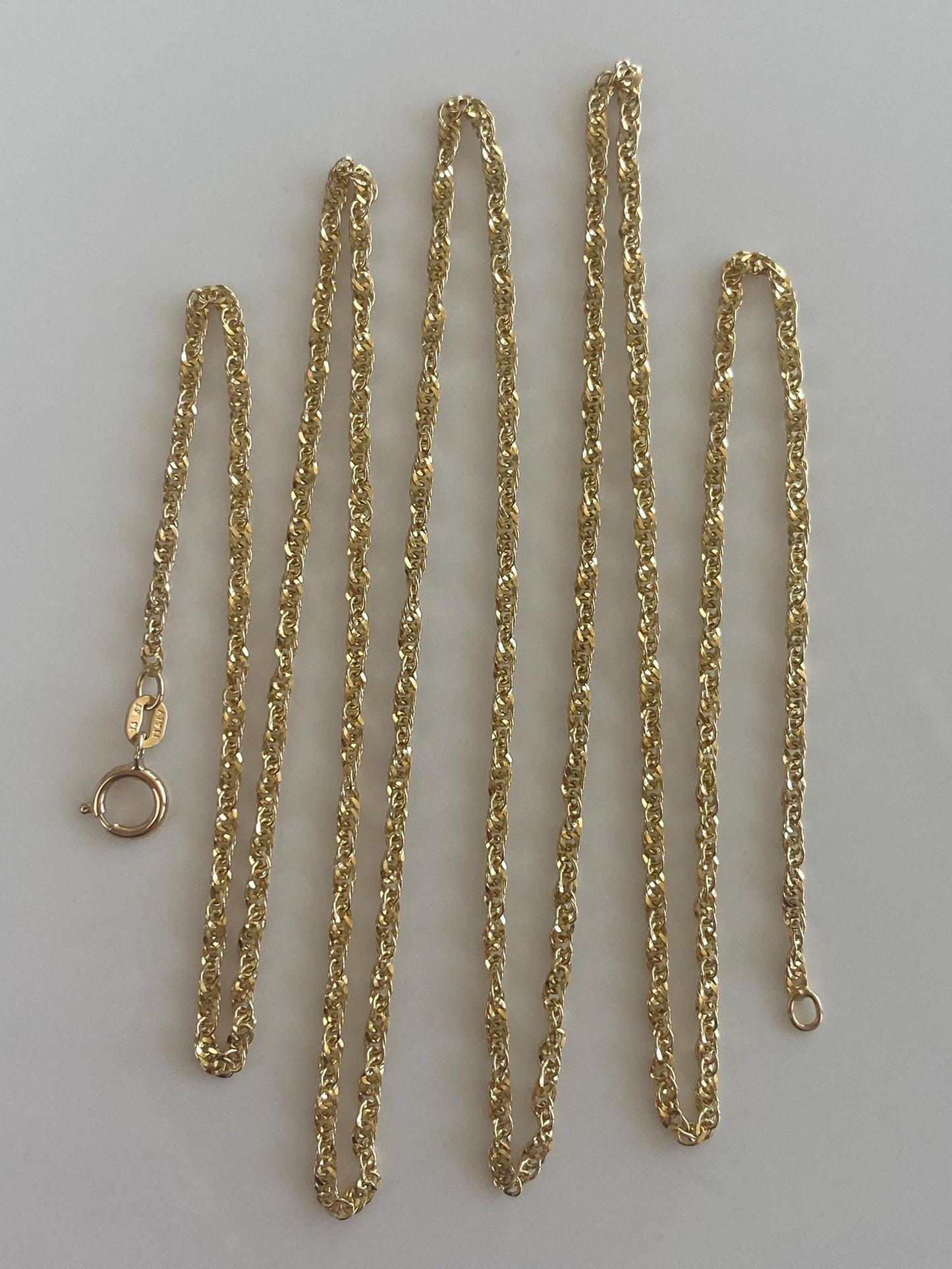Vintage Solid 14k Yellow Gold Long Twist Chain Necklace - 30 inches