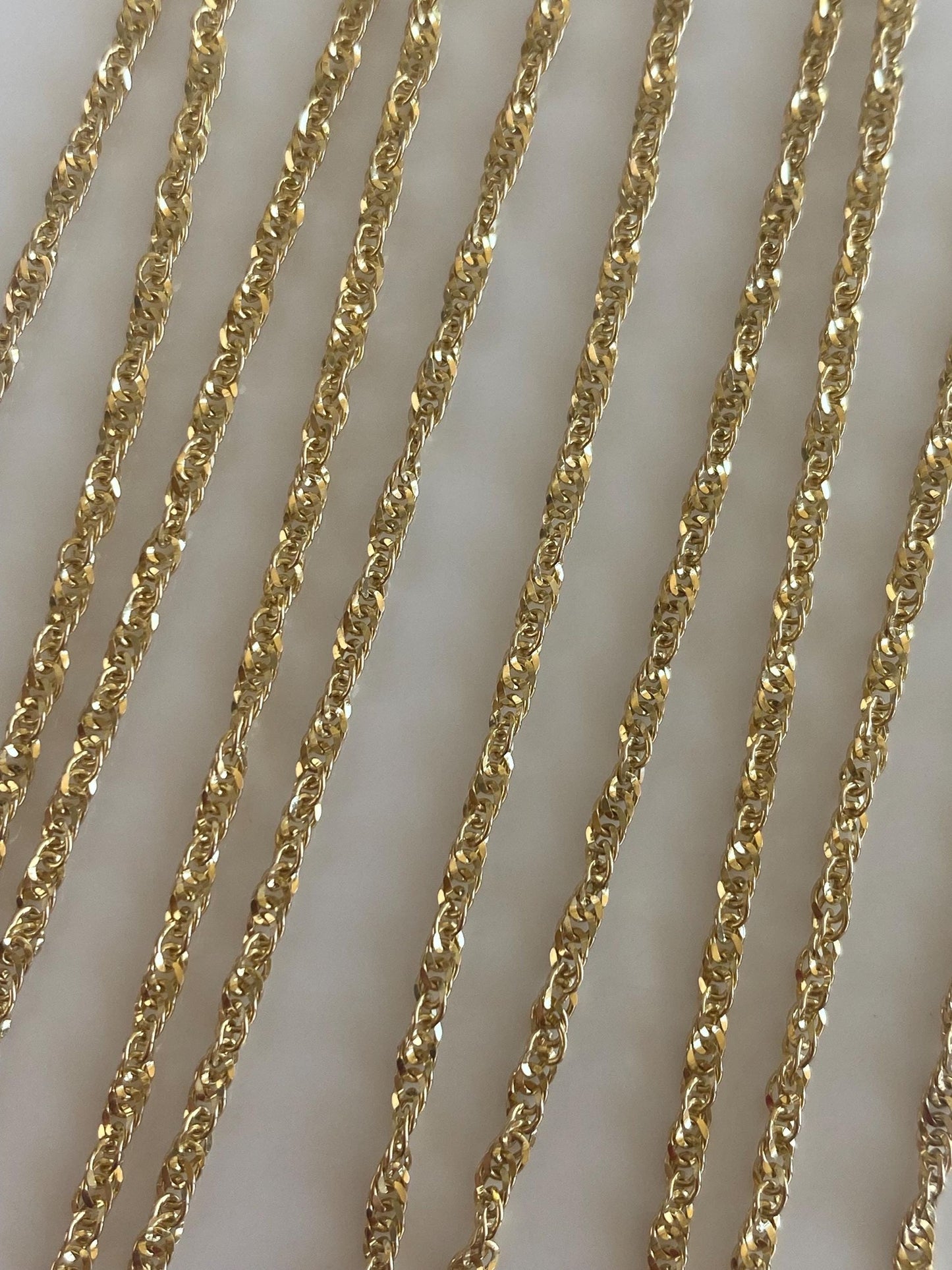 Vintage Solid 14k Yellow Gold Long Twist Chain Necklace - 30 inches