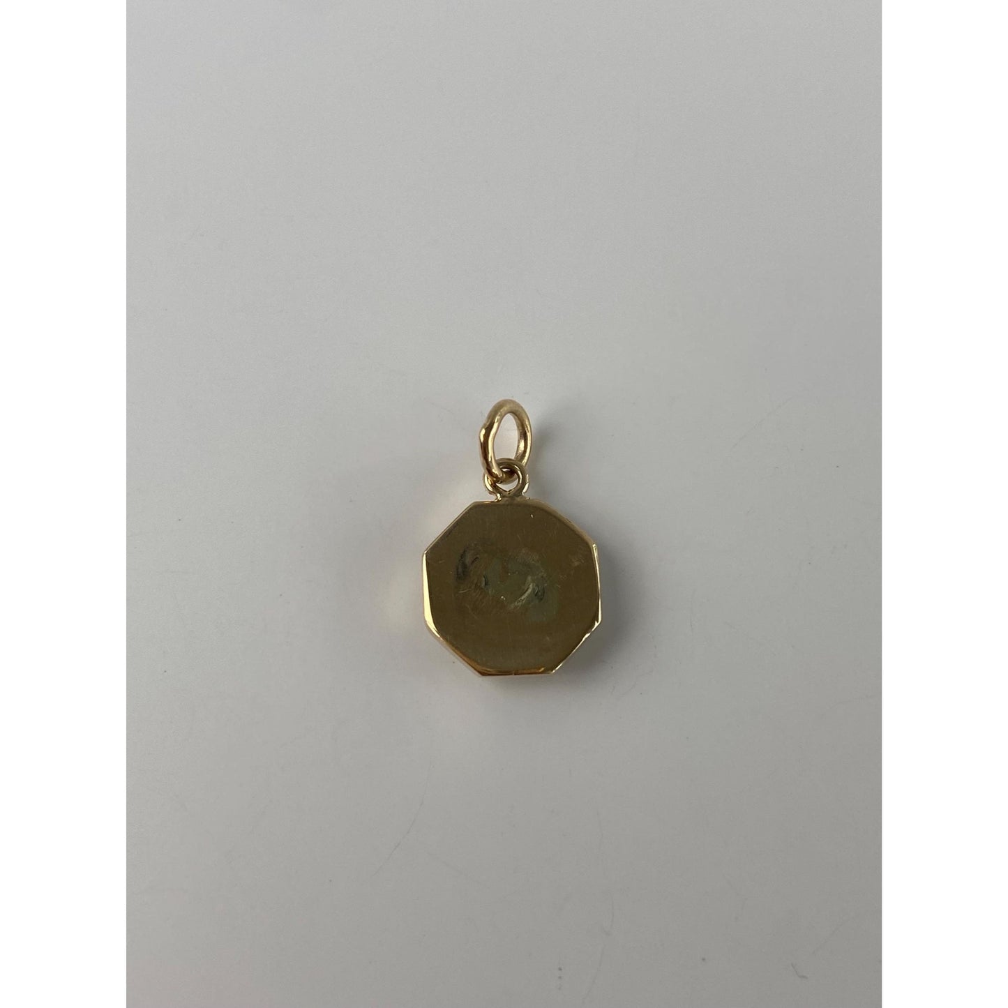 Vintage Solid 14k Yellow Gold Onyx Little Octagon Charm