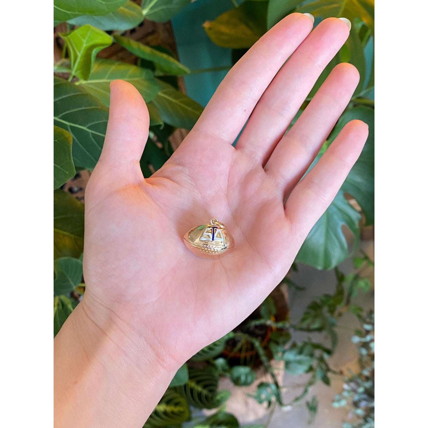 Vintage 10k Yellow Gold Enamel Football Charm