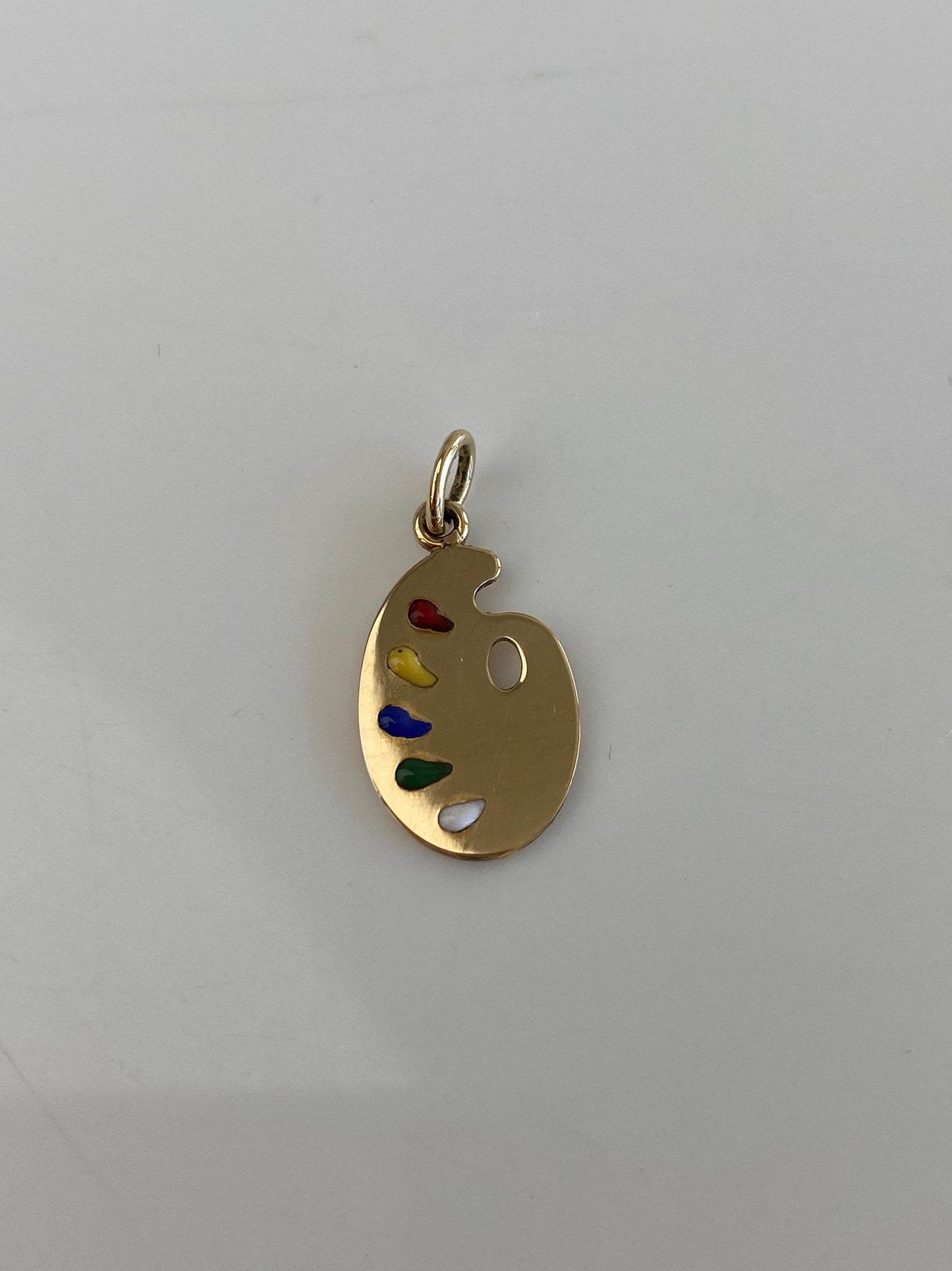 Solid 14k Yellow Gold Enamel Artist Pallet Charm