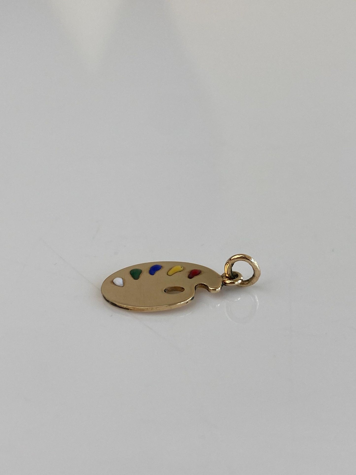 Solid 14k Yellow Gold Enamel Artist Pallet Charm