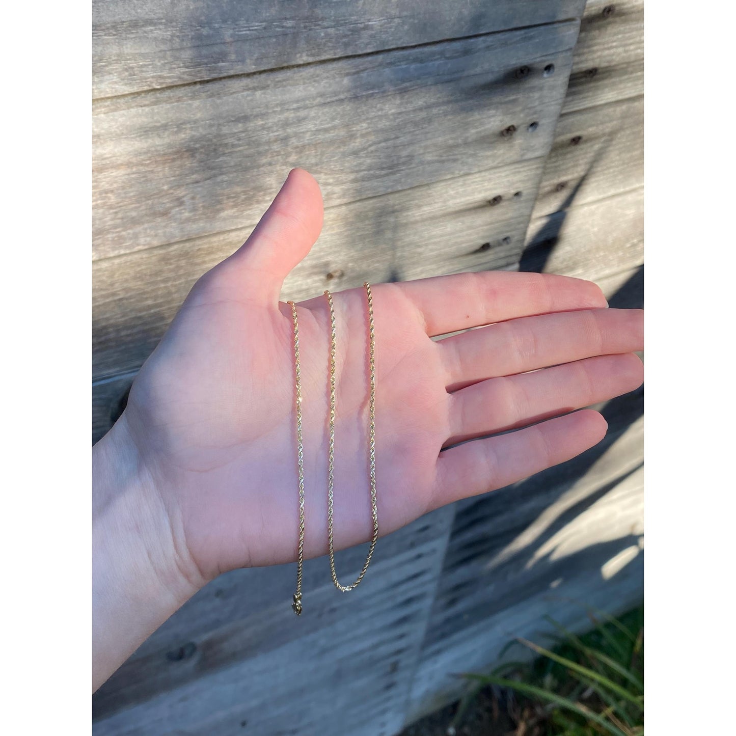 Vintage Solid 14k Yellow Gold Long Dainty Rope Chain Necklace - 30 inches