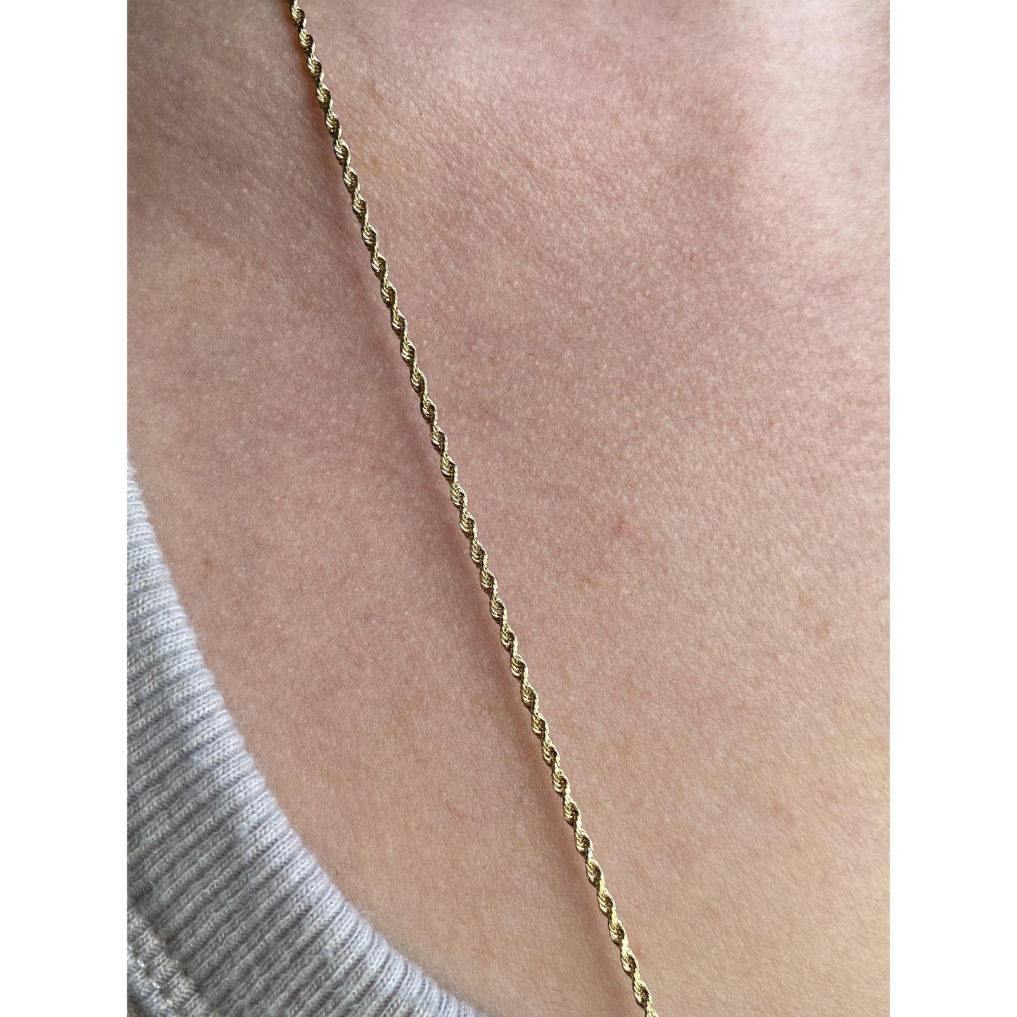 Vintage Solid 14k Yellow Gold Long Dainty Rope Chain Necklace - 30 inches