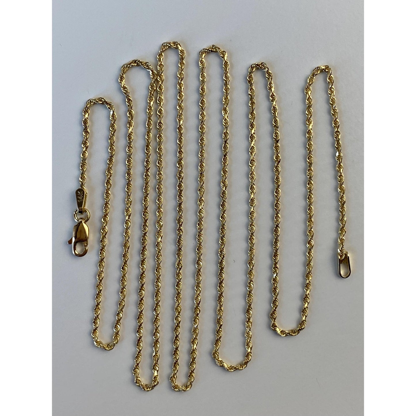 Vintage Solid 14k Yellow Gold Long Dainty Rope Chain Necklace - 30 inches
