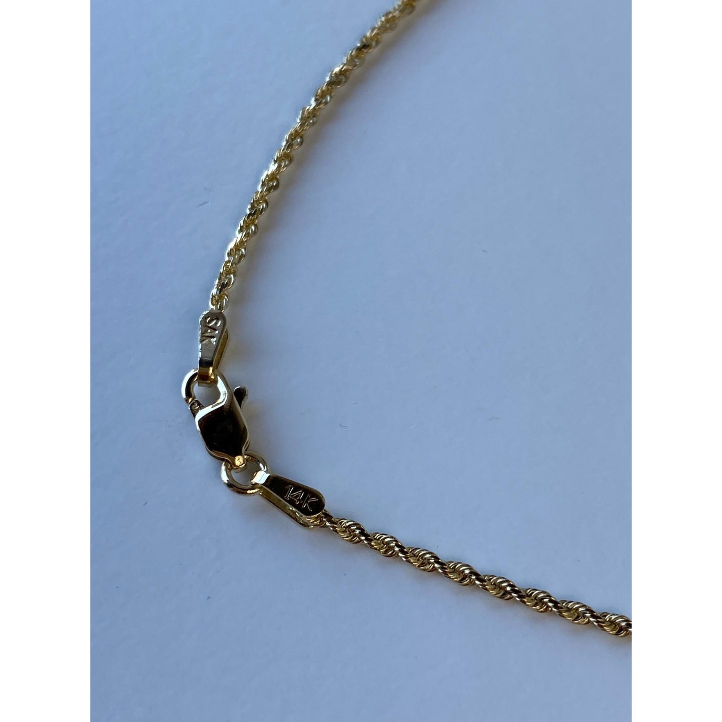 Vintage Solid 14k Yellow Gold Long Dainty Rope Chain Necklace - 30 inches