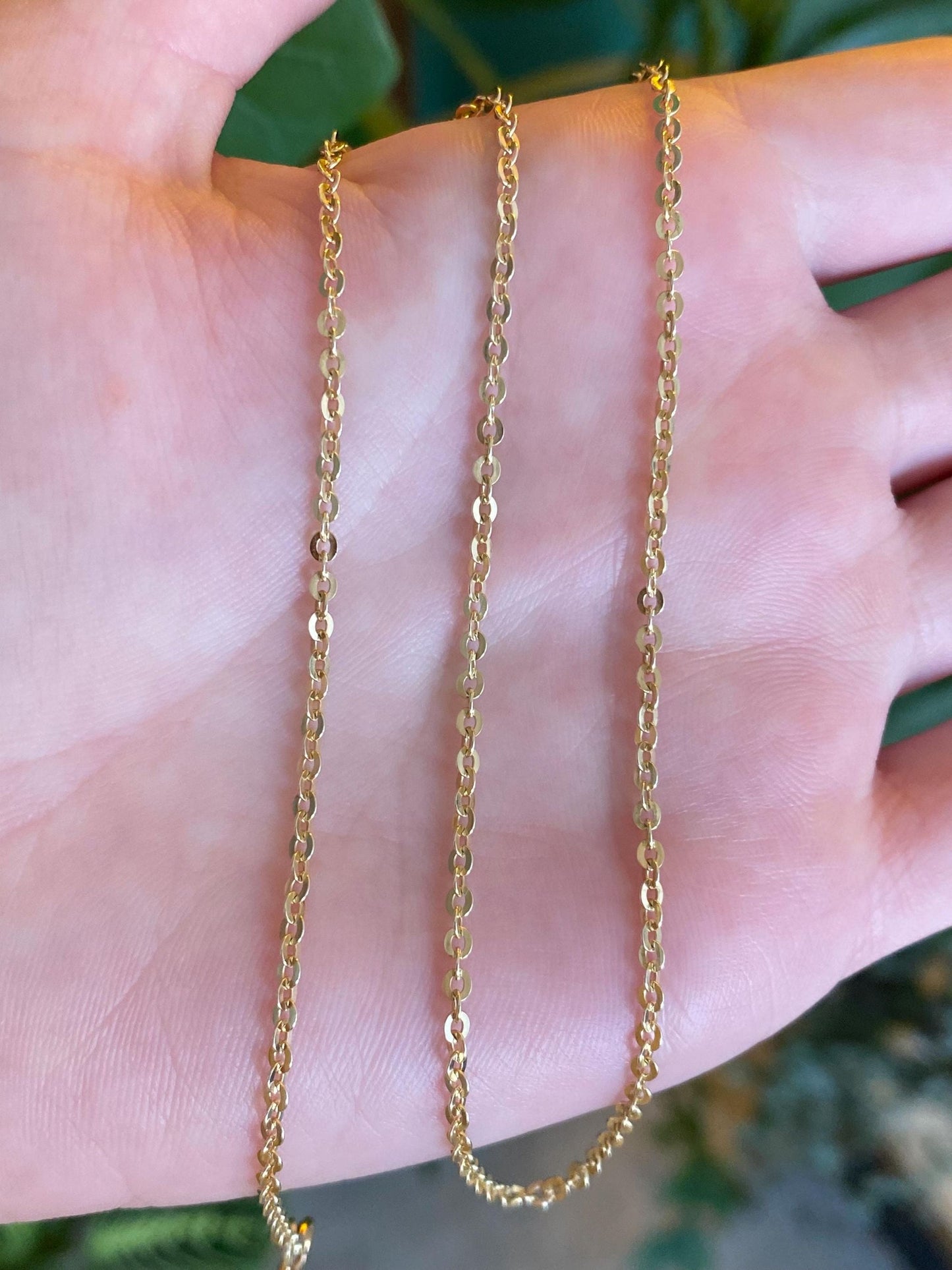 Vintage Solid 14k Yellow Gold Cable Link Chain Necklace - 15 inches
