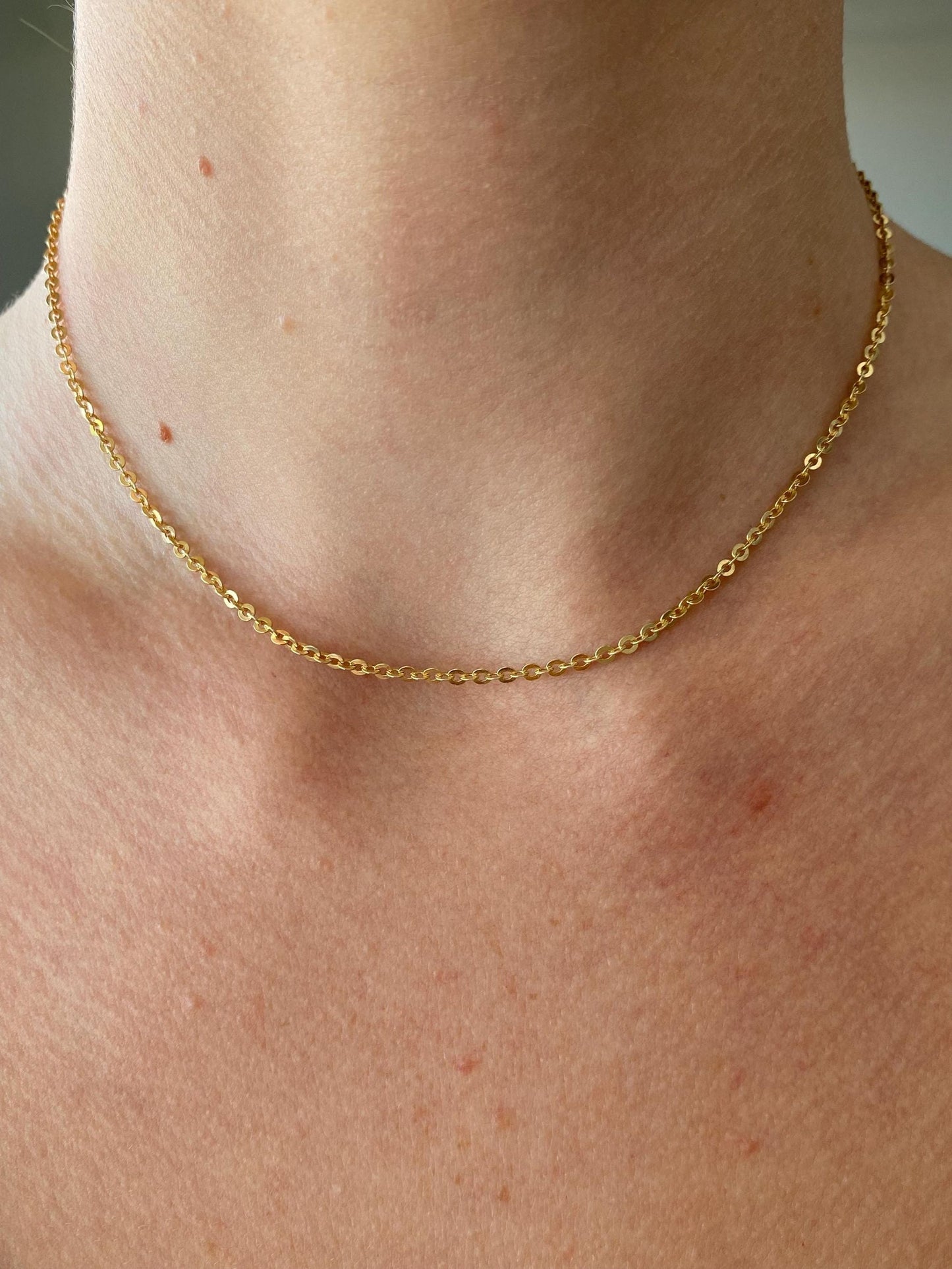 Vintage Solid 14k Yellow Gold Cable Link Chain Necklace - 15 inches
