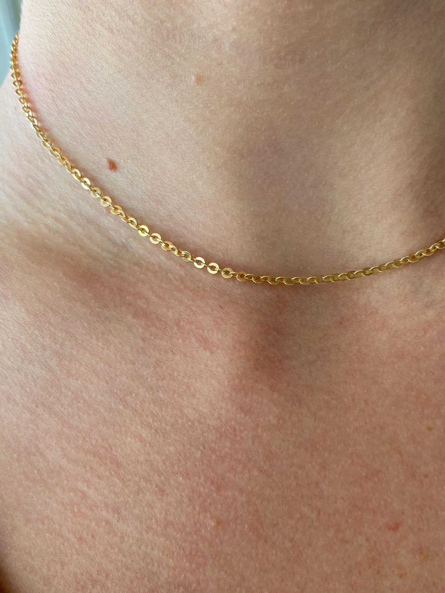 Vintage Solid 14k Yellow Gold Cable Link Chain Necklace - 15 inches