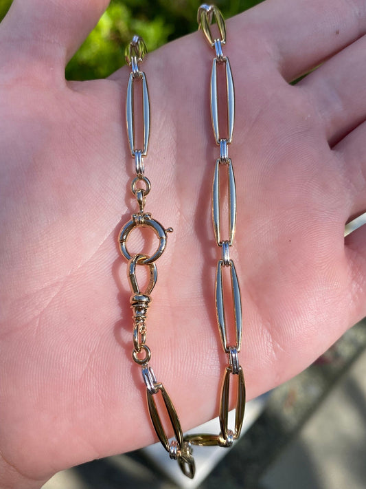 Vintage Solid 18k Platinum Watch Chain - 13.5 inches
