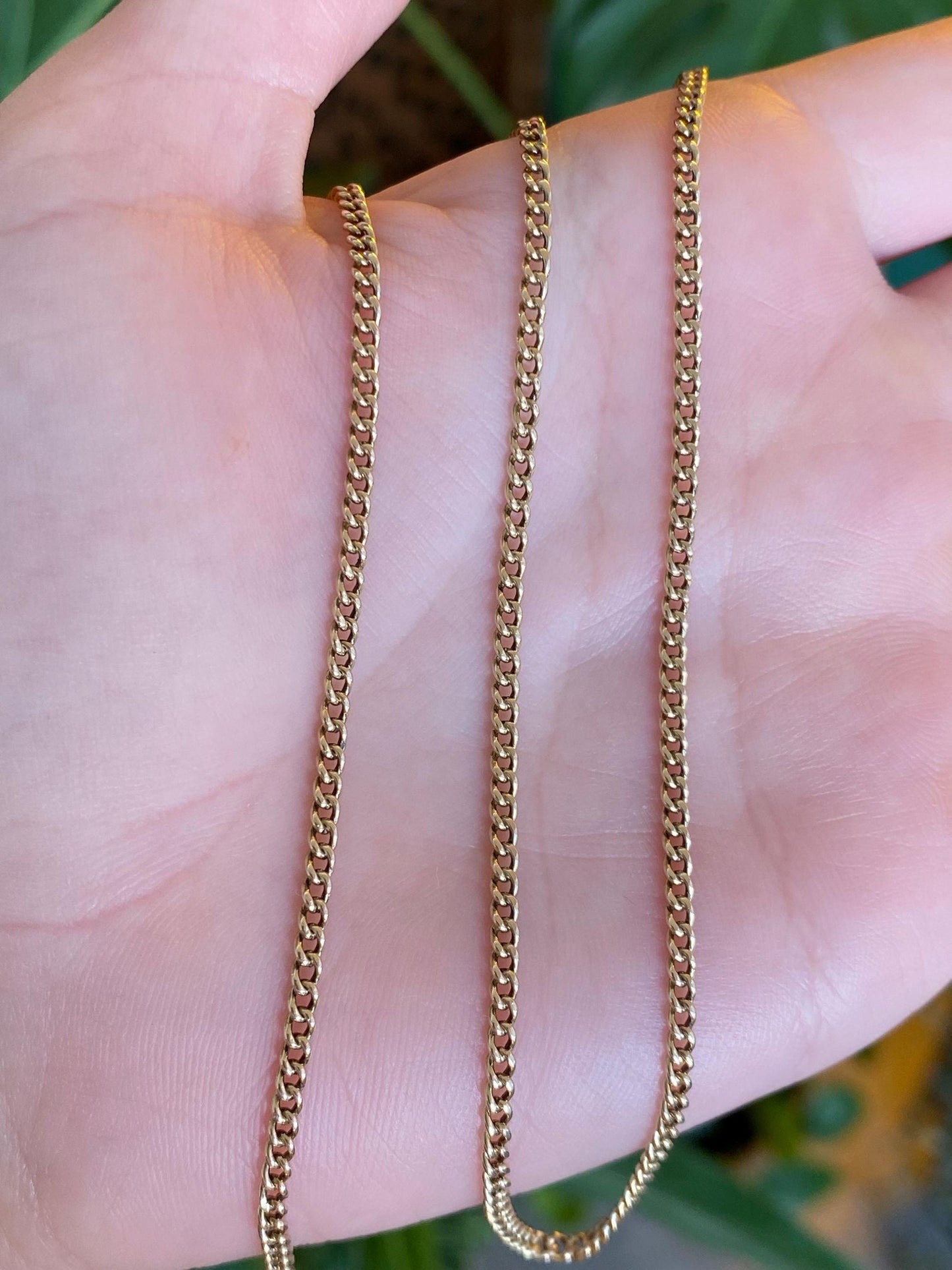Vintage Solid 14k Yellow Gold Curb Chain Necklace - 20 inches