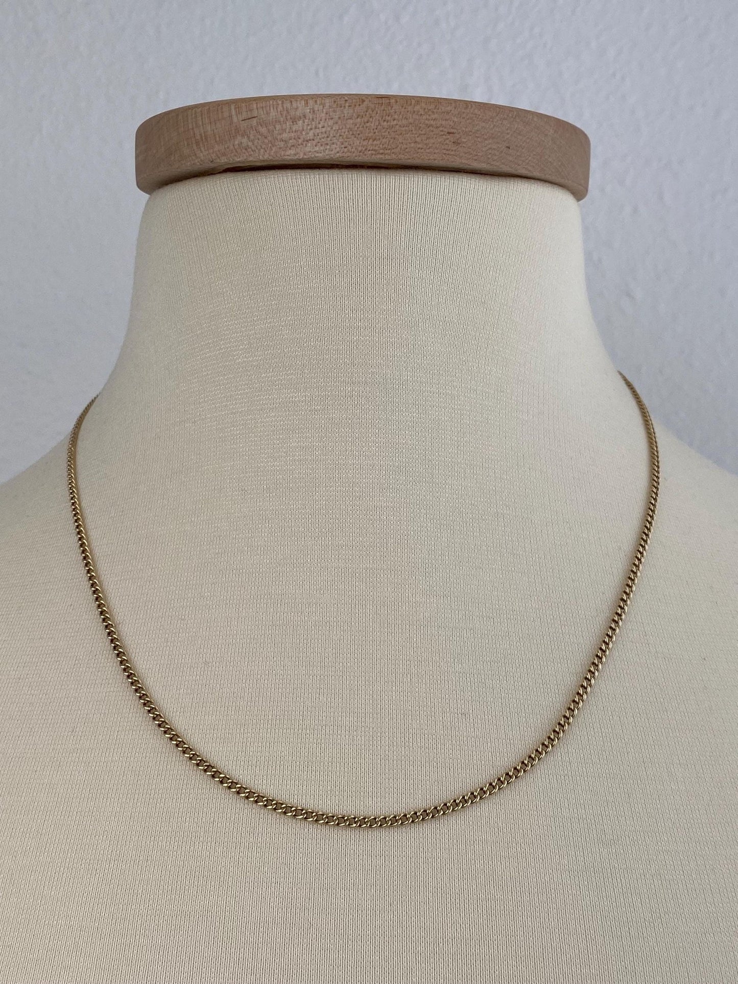 Vintage Solid 14k Yellow Gold Curb Chain Necklace - 20 inches