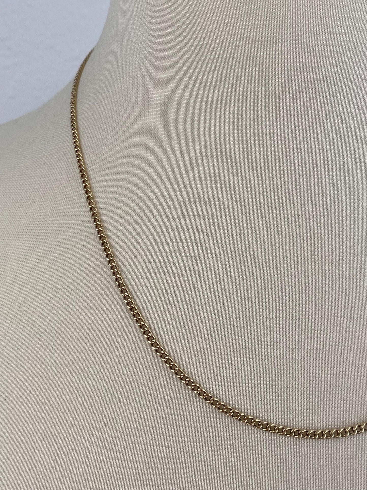 Vintage Solid 14k Yellow Gold Curb Chain Necklace - 20 inches