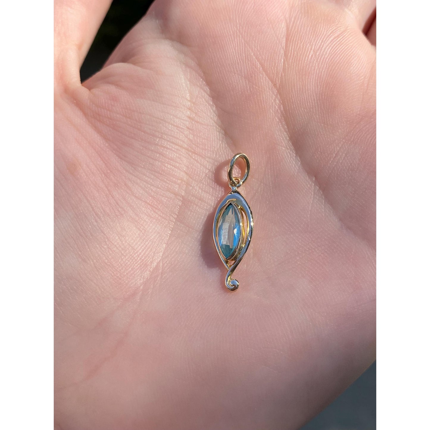 Vintage Solid 10k Yellow Gold Light Blue Cubic Zirconia Stick Pin Conversion Charm