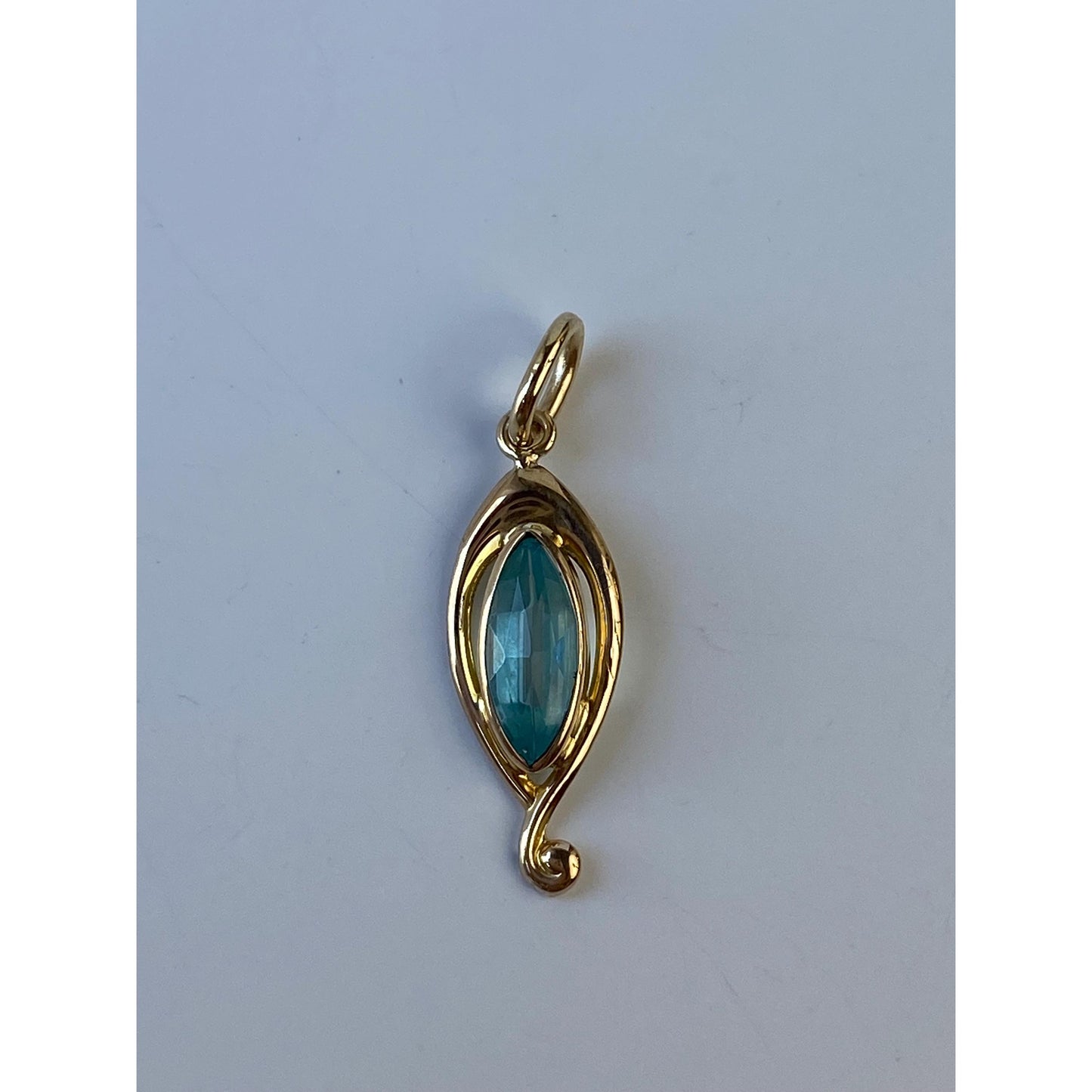 Vintage Solid 10k Yellow Gold Light Blue Cubic Zirconia Stick Pin Conversion Charm