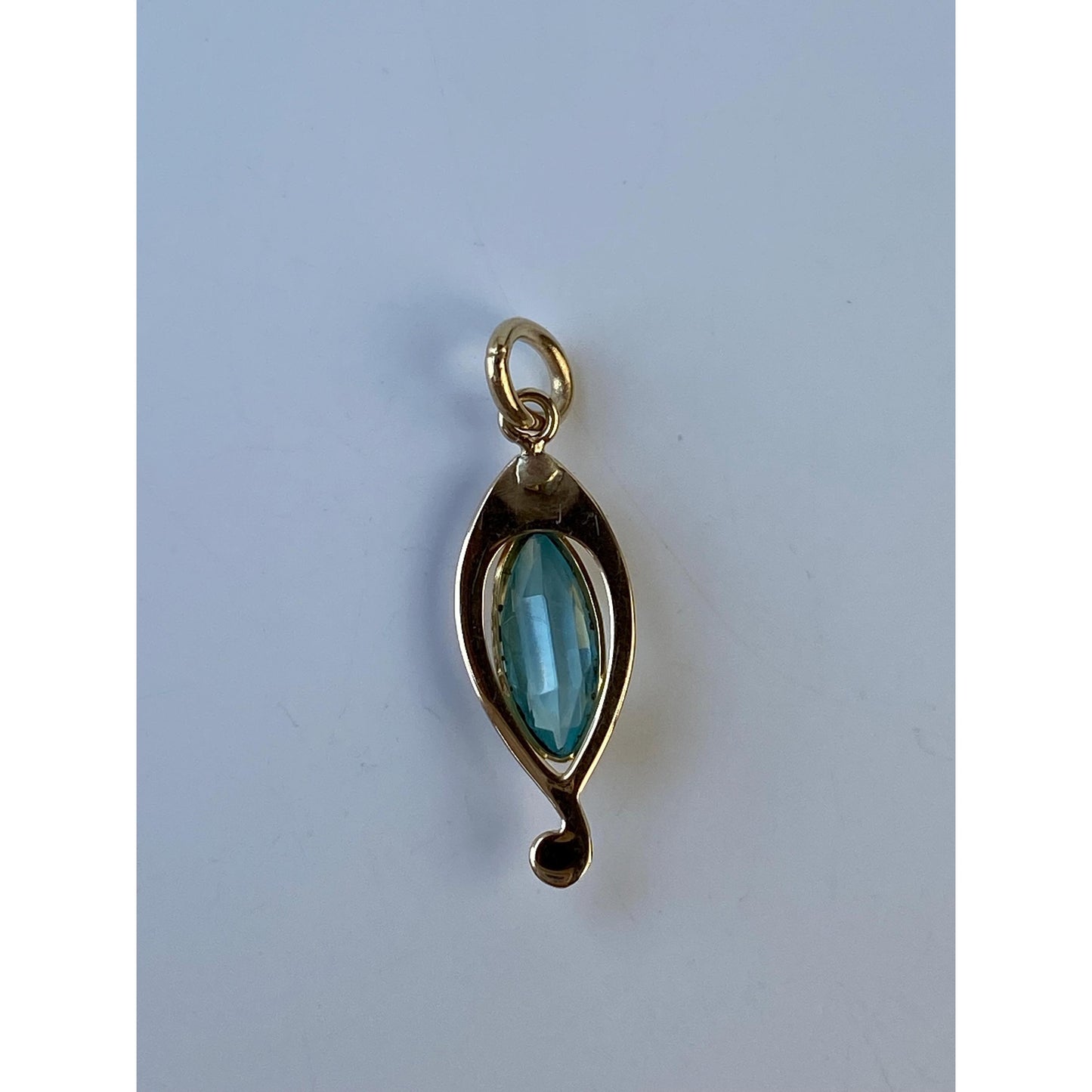 Vintage Solid 10k Yellow Gold Light Blue Cubic Zirconia Stick Pin Conversion Charm